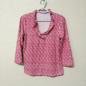 J. Mclaughlin Catalina Cloth 3/4 Sleeve Ruffle Top Women’s Stretch Size M